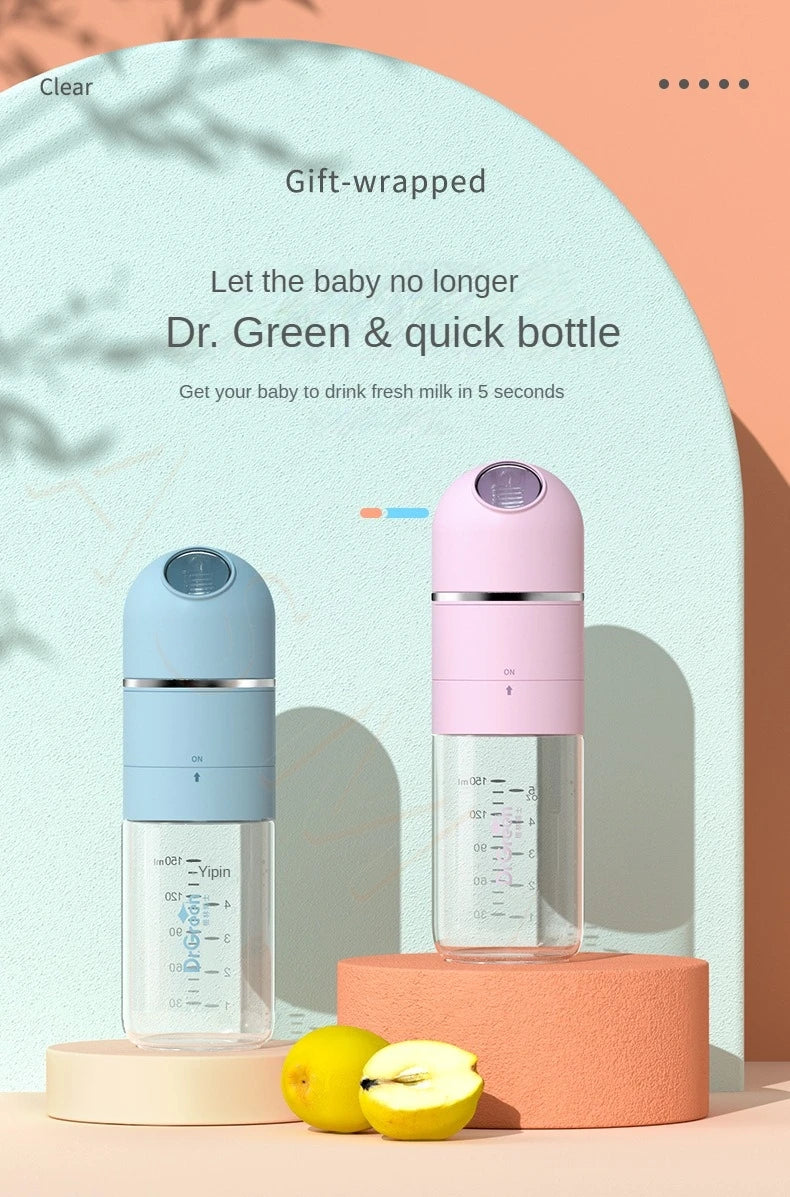 Dr.Green 4S Newborn Baby Bottle Wide Mouth Bottle Glass 150mL/240mL Sealed isolation Fast milk filling RemovableWashable Bottles