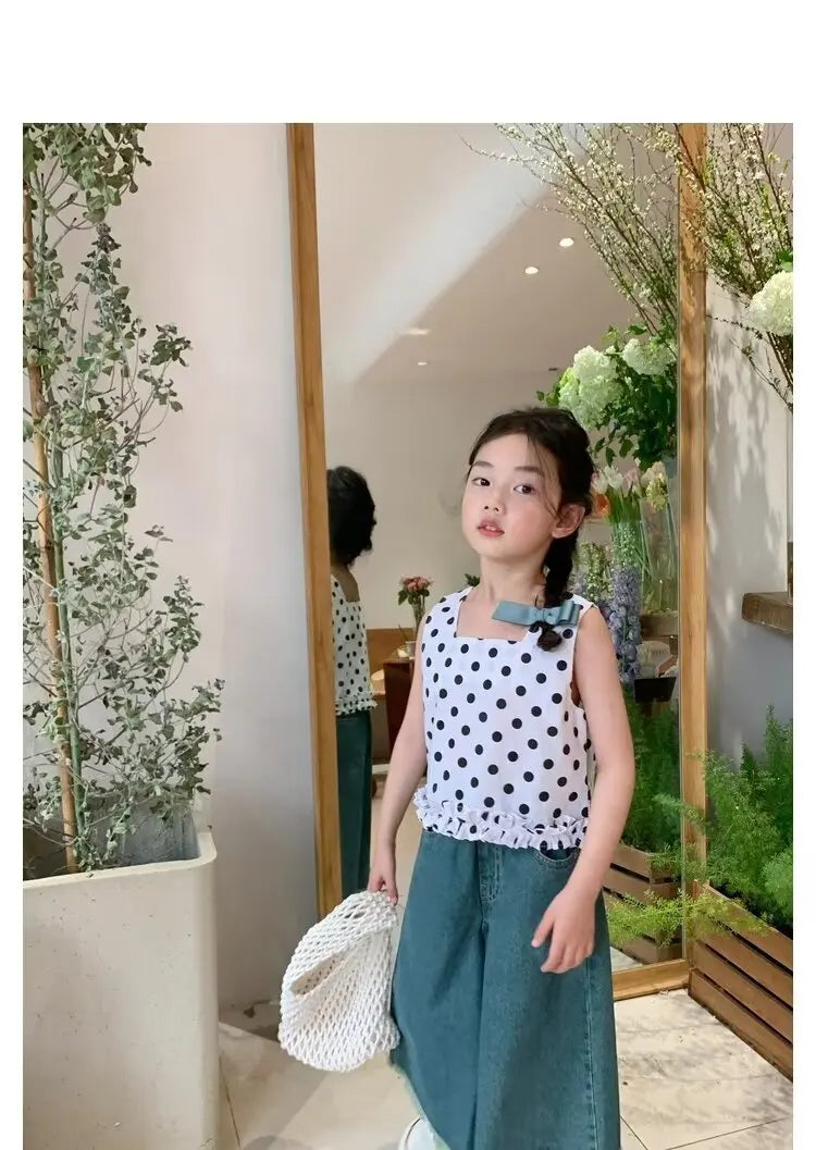 Girls' Jeans Spring And Summer New Style Children's Straight-leg Medium And Large Children's Wide-leg Spring Loose Trousers