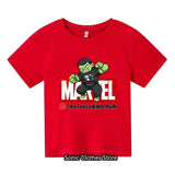 2024 New Green Giant Cartoon Pattern Boys and Girls Children's Printed T-shirt Children's Summer Fashion Short sleeved T-shirt