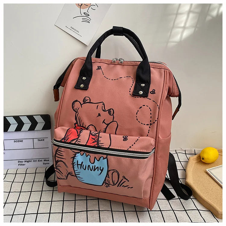 Disney New Mommy Bag Fashion Cartoon Print Large Capacity Mommy Bag Mother and Baby Bag Waterproof Bottle Diaper Backpack