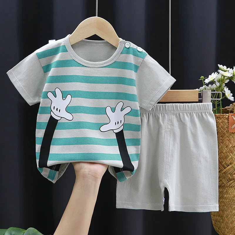 Summer Baby Clothes Set Casual Baby Boy Clothing Set Kids Short Sleeve Sports Set Tshirt Shorts Infant Baby Girl Clothes suits