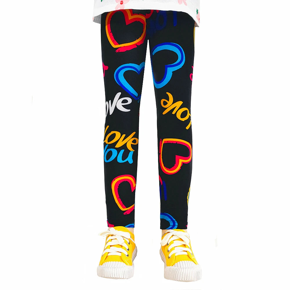 Cute Girls Leggings Spring Autumn Printing Flower Pants Sweet Girl Pencil Pants Kids Trousers Children Clothing