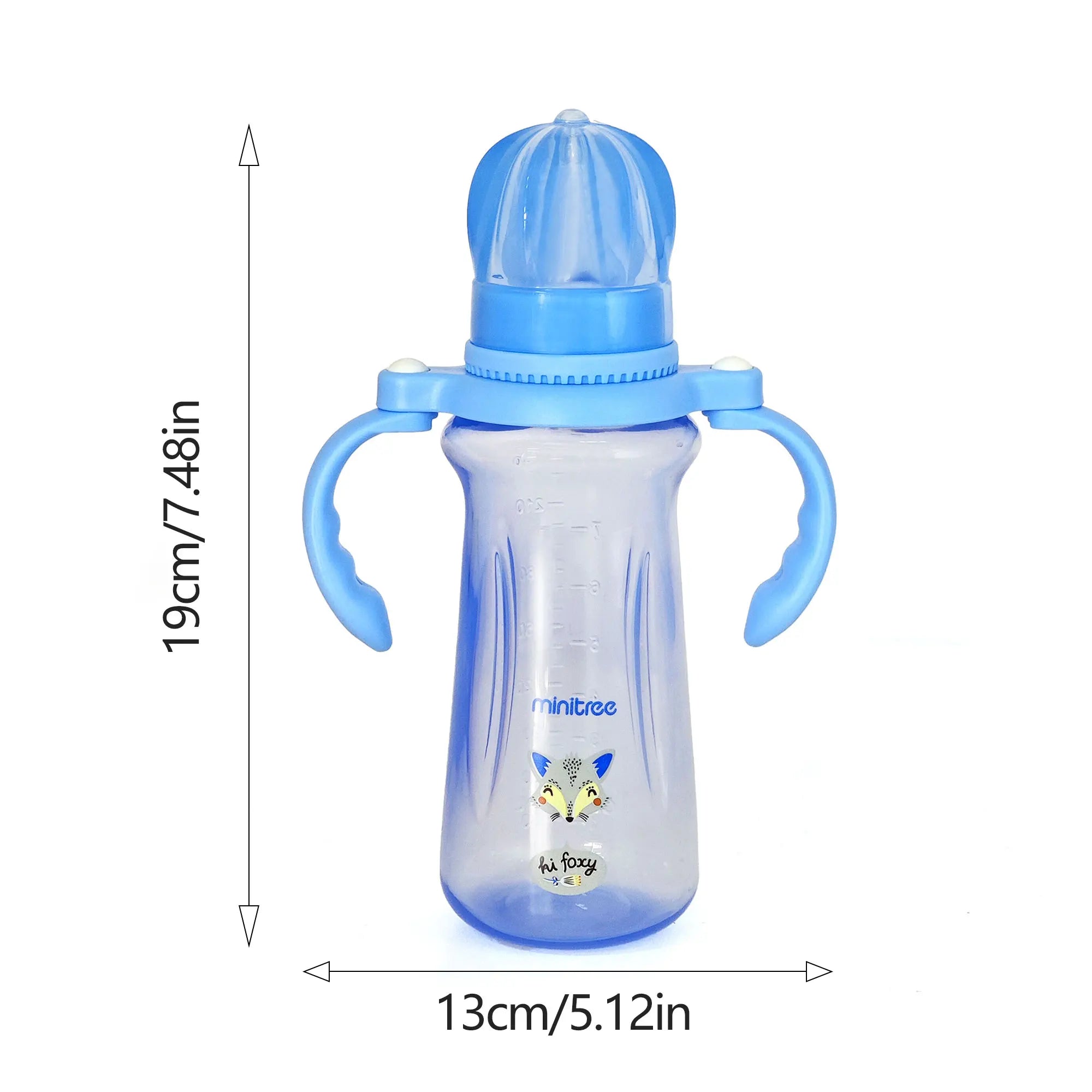 240ML Baby PP Bottle Wide Mouth Newborn Baby Bottle with Handle Baby Milk Bottle Newborn Pattern Baby Cup BPA Free