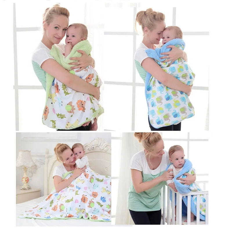 Baby Blankets New Double Layer Super soft Fleece Infant Bebe Swaddle Envelope Wrap For Newborn Baby Boys Girls Bedding Blanket