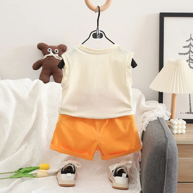 New Summer Baby Girls Clothes Suit Children Boys Vest Shorts 2Pcs/Sets Kids Clothing Infant Sports Costume Toddler Tracksuits