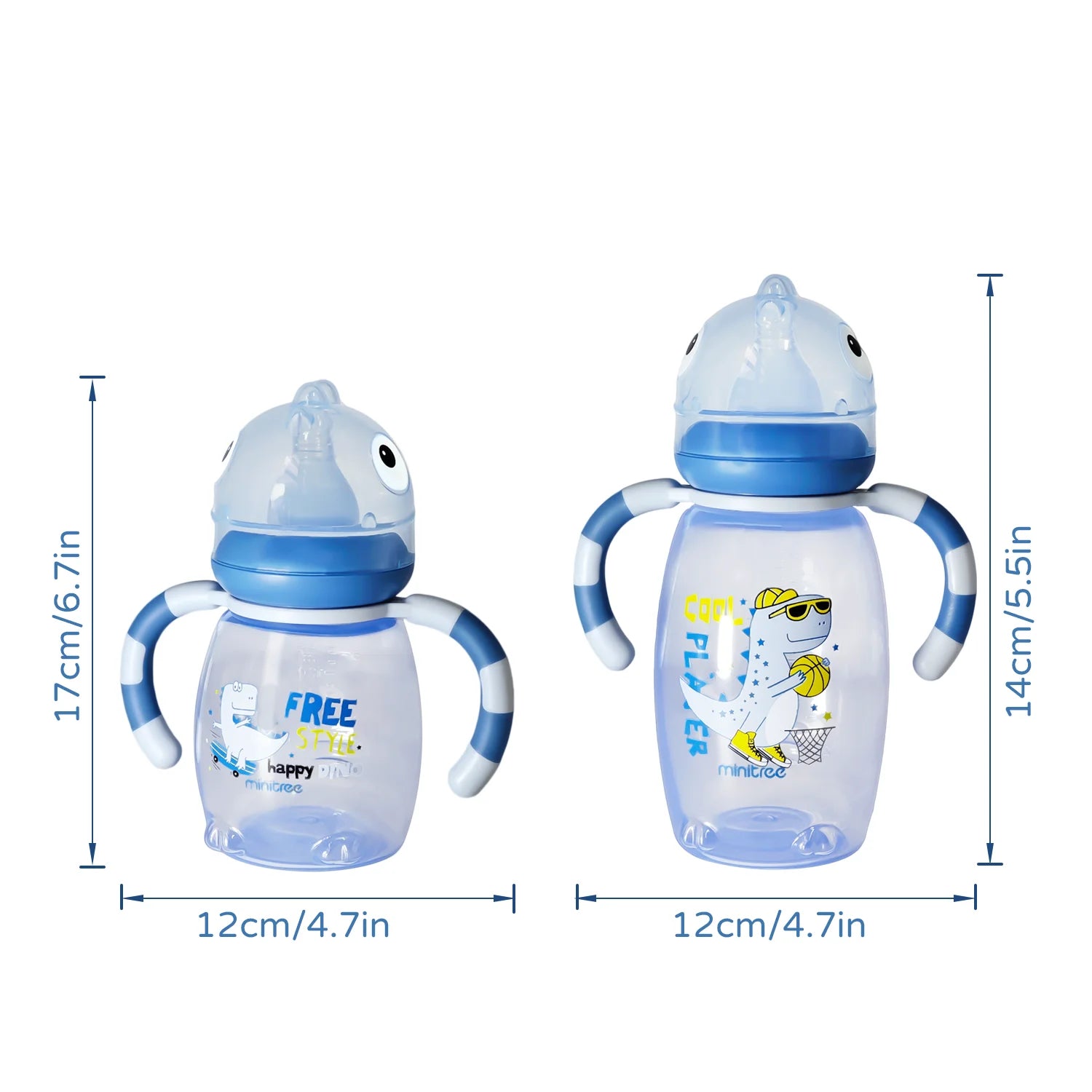 150ml/270ml baby cartoon bottle, 0-3 years old newborn feeding bottle, drop-proof and leak-proof, food grade safe PP material