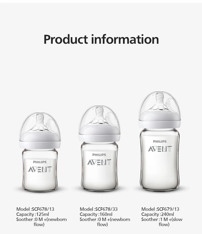 PHILIPS AVENT 0-6 months Newborn baby High boron glass milk bottle Prevention of choking Anti-flatulence 125ml+240ml Combination