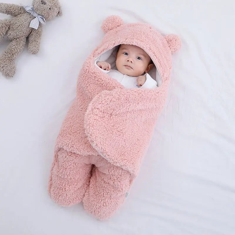 2024 Autumn Winter Infant Toddler Thicken Cashmere Receiving Blankets 0-6M Newborn Sleeping Bag Swaddling Kids Accessories