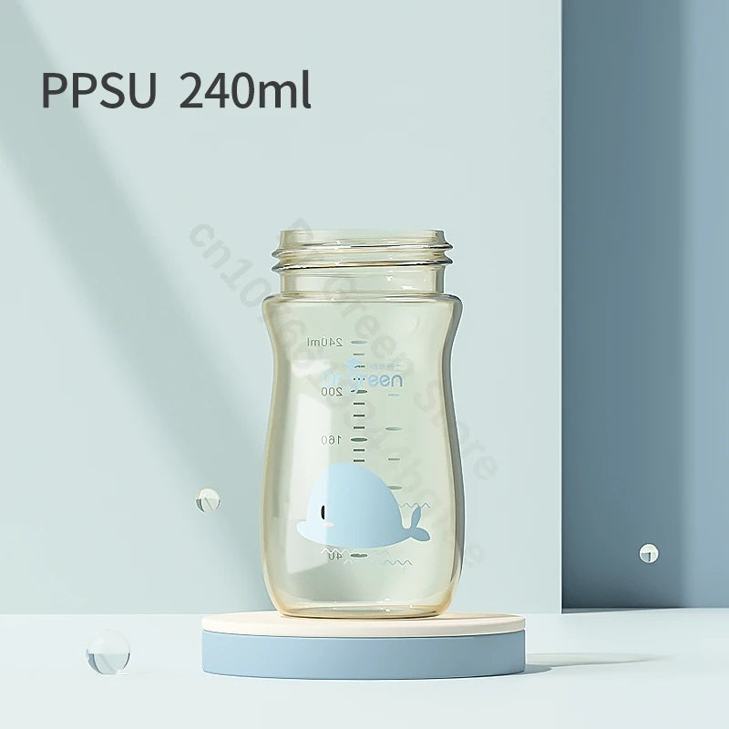 Dr.Green  Wide Mouth Baby Bottle body Inverted Bottle Body Glass/PPSU material 150mL/240mL/300mL High temperature resistant