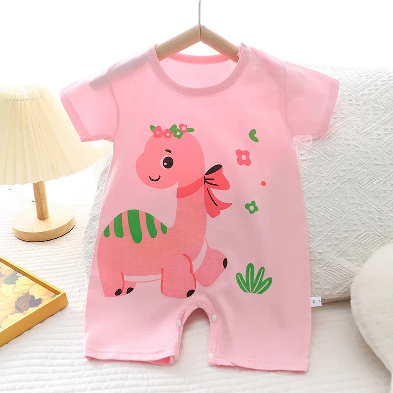 2024 Infant Toddler Crawling Clothes Cotton Summer Boys Girls Thin Male Baby Female Short-sleeved Romper suit Children's Onesie