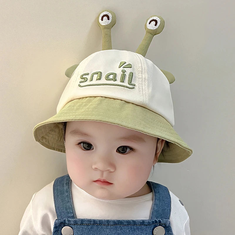 Cartoon Snail Baby Bucket Hat Cute Solid Color Ear Kids Fisherman Cap Spring Summer Wide-brim Toddler Panama Sun Hats