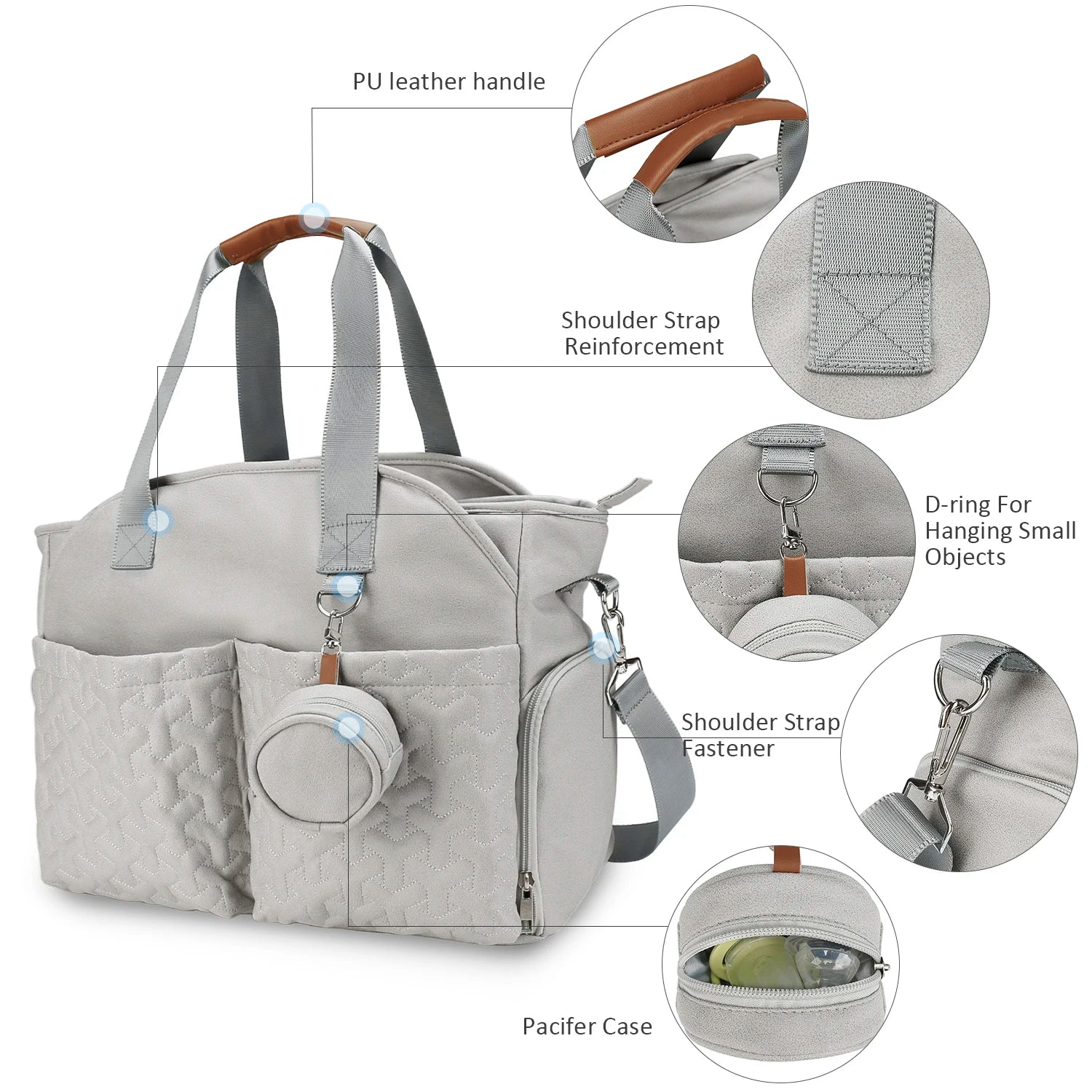 Breast Pump Bag Diaper Bag Tote with Pacifier Case Large Travel Diaper Tote for Mom and Dad Breast Pump Bag