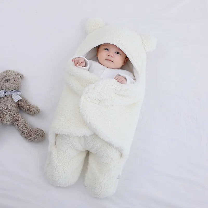 2024 Autumn Winter Infant Toddler Thicken Cashmere Receiving Blankets 0-6M Newborn Sleeping Bag Swaddling Kids Accessories