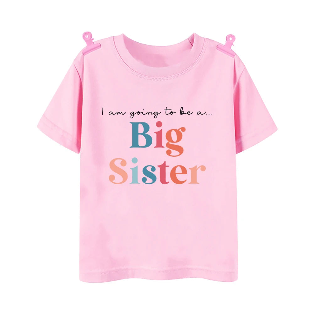 I'm Going To Be A Big Sister Printed Girls Shirt Tee Pregnancy Announcement Kids T-shirt Child Summer Short Sleeve Clothes Tops