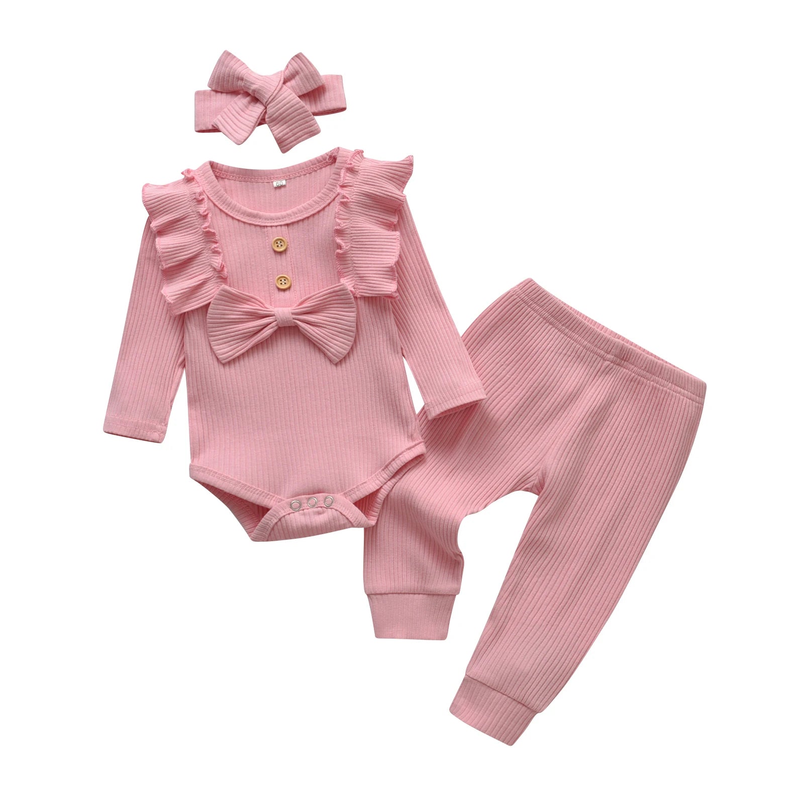 Newborn infant Baby Girls Fashion Clothes Set Letters Printed Cotton Long Sleeve Bodysuit Top + Hearts Pattern Pants + Headband