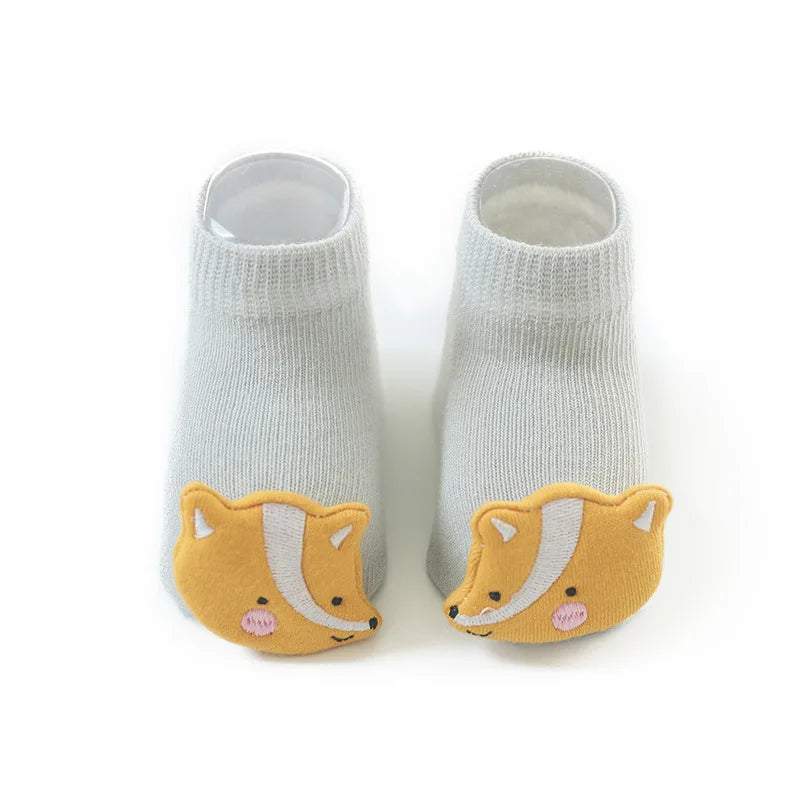 Cute Baby Boy Girl Socks Kids Dinosaur/fox Newborn Cheap Stuff Anti Slip Sokken for 0-3years Bebe Infant Toddlder Floor Socks