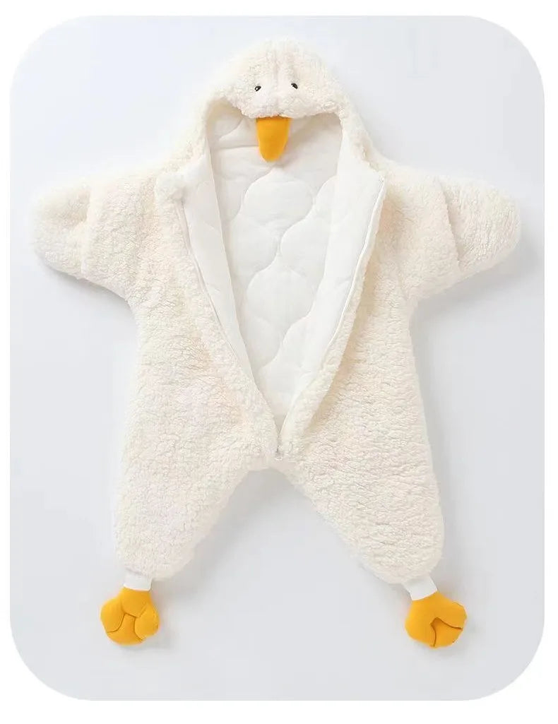 Baby Sleeping Bag Infant Skin Soft Thickening Warm Quilt Newborn Cartoon Goose Multi-function Breathable Quick Drying Clothing