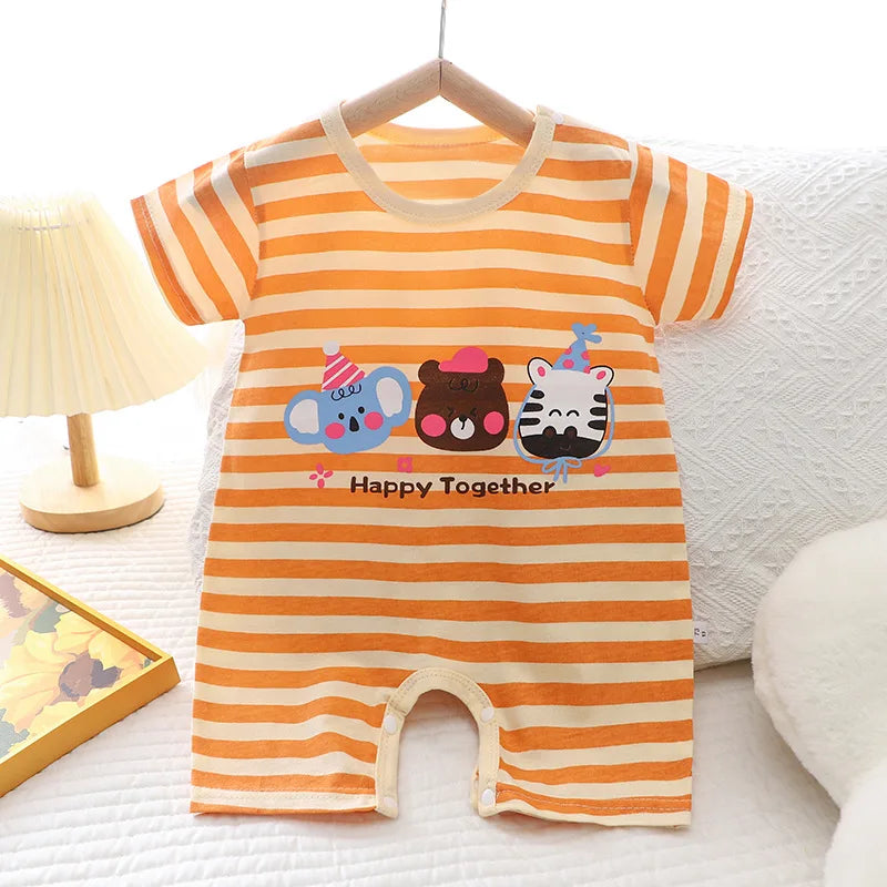 2024 Infant Toddler Crawling Clothes Cotton Summer Boys Girls Thin Male Baby Female Short-sleeved Romper suit Children's Onesie