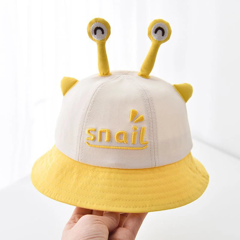 Cartoon Snail Baby Bucket Hat Cute Solid Color Ear Kids Fisherman Cap Spring Summer Wide-brim Toddler Panama Sun Hats