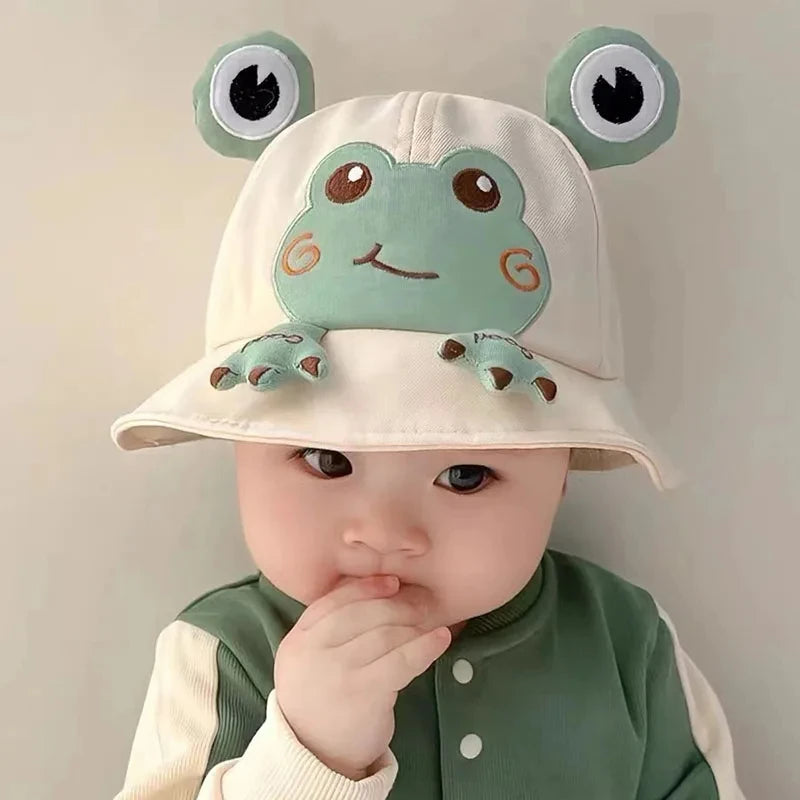 Baby Bucket Hat for Kids Spring Outdoor Boys Girls Sun Hat Summer Cute Frog Toddler Children Fisherman Cap Cotton Panama Bonnet