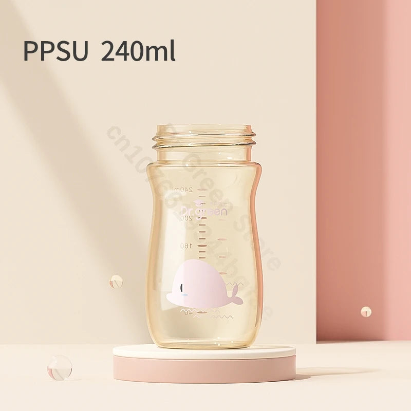 Dr.Green  Wide Mouth Baby Bottle body Inverted Bottle Body Glass/PPSU material 150mL/240mL/300mL High temperature resistant