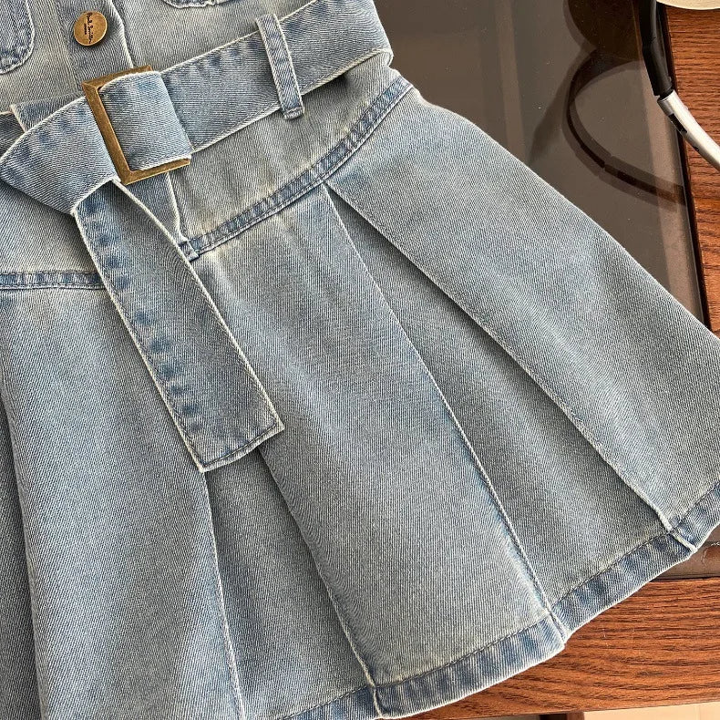 Children Girls Fashion Sleeveless Denim Dress 2024 Summer Cool Baby Girls Casual Vest Dresses