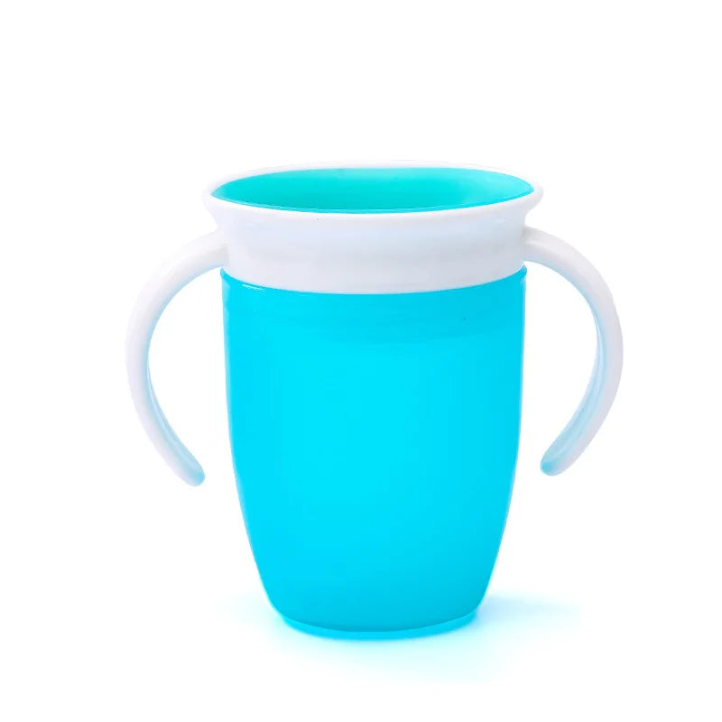 360 Degrees Can Be Rotated Baby Learning Drinking Cup with Double Handle Flip Lid Leakproof Silicone Infants Water Cups Bottle