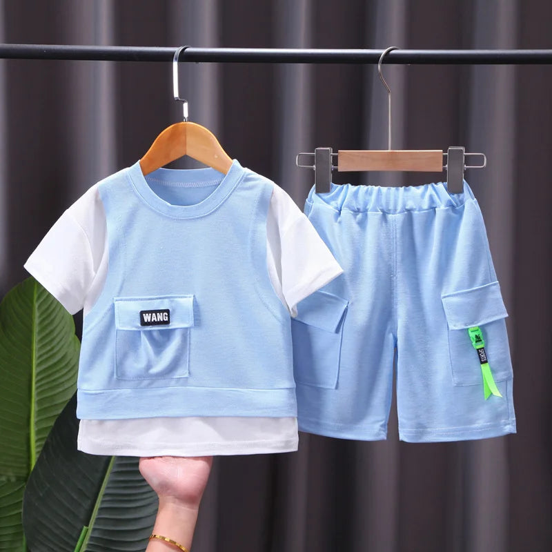 New Summer Baby Girl Clothes Infant Boys Clothing Children Casual T-Shirt Shorts 2Pcs/Set Toddler Sports Costume Kids Tracksuits