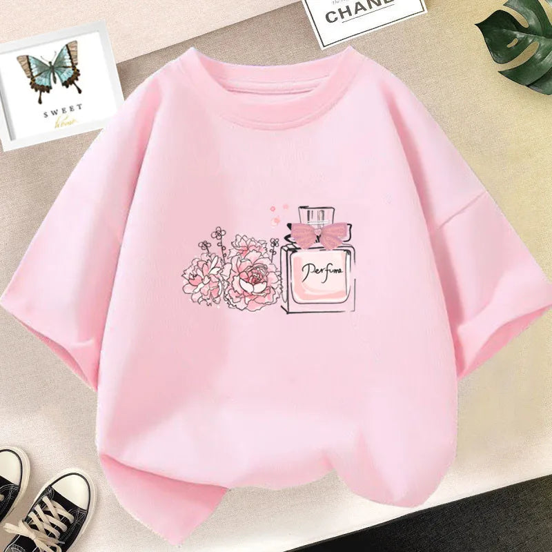 Happy Smile Design Girls Tshirt Kids Street Breathable Tops Personality Cotton Clothing Summer Cool Sports T-Shirts