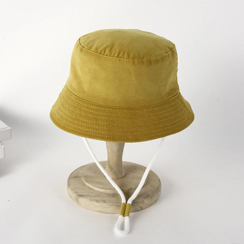 Korean Classical Bucket Hat Cream Color Children's Fisherman's Hats Autumn Travel Baby Boys Girls Sun Caps For Kids 0-8 Years