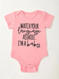 Funny Creative Newborn Girl Boy Clothes Watch Your Language Printed Cotton Infant Onesie Trend New Toddler Jumpsuit Short Sleeve