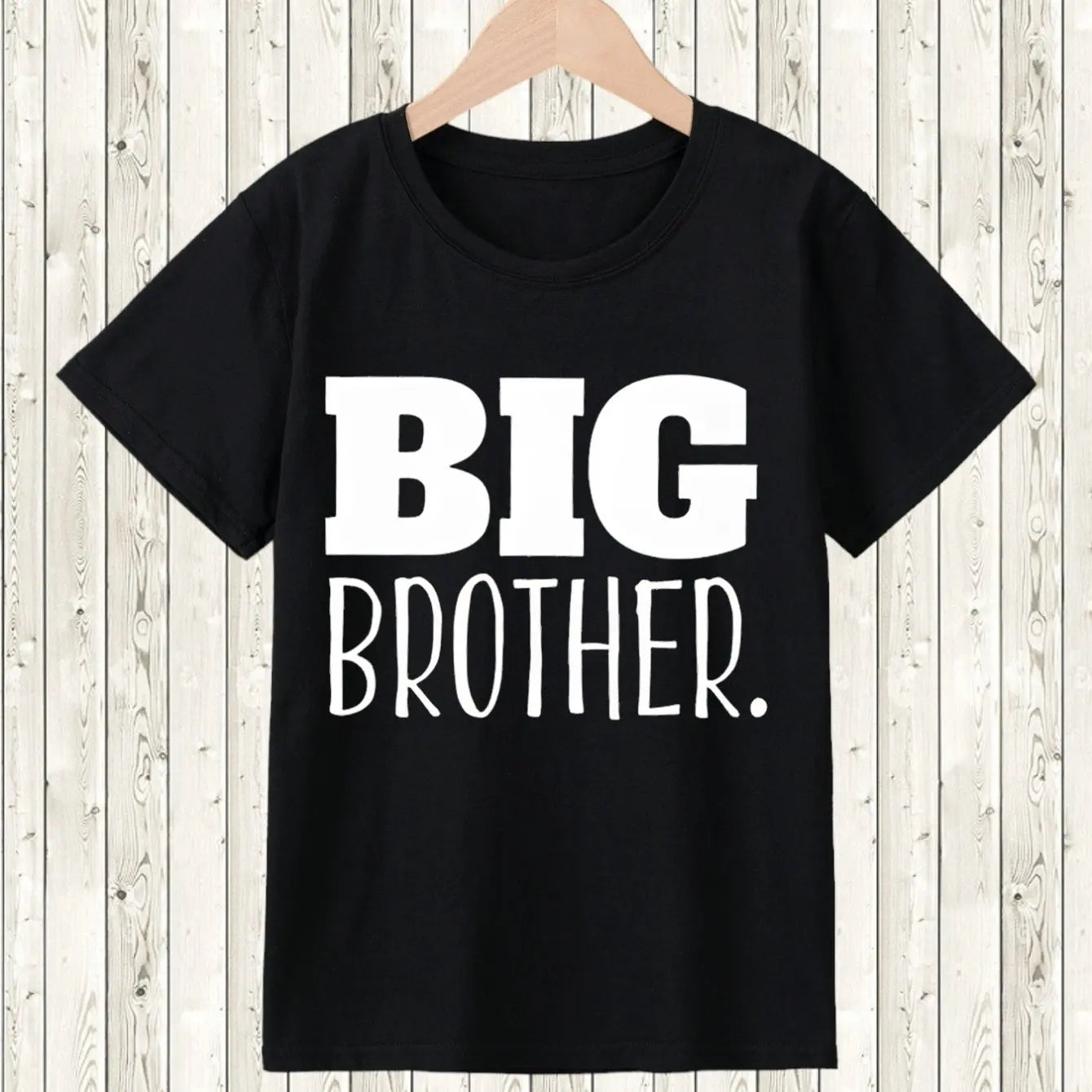 BIG BROTHER Letter  Print  T-Shirts  For Boys - Cool , Lightweight And Comfy Summer Clothes2024 new kids Breathab lStreetwear e