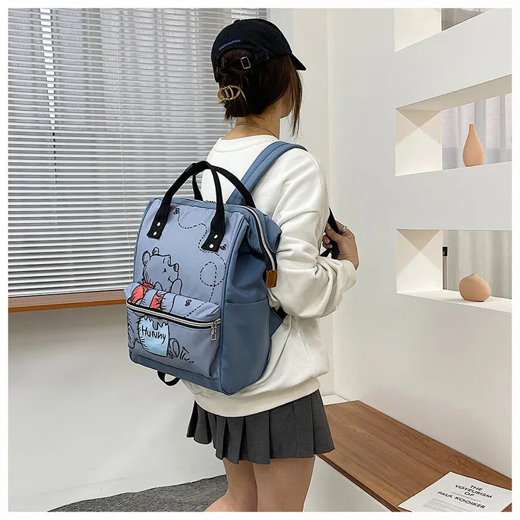 Disney New Mommy Bag Fashion Cartoon Print Large Capacity Mommy Bag Mother and Baby Bag Waterproof Bottle Diaper Backpack