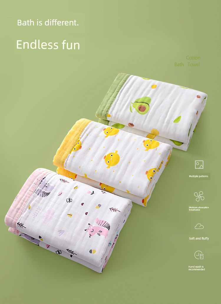 Baby Gauze Bath Towel Newborn Baby Soft Pure Cotton All Cotton Class a Towel Absorbent Summer New Arrival Children's Blankets