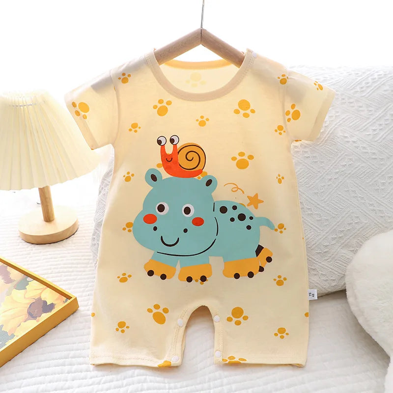 2024 Infant Toddler Crawling Clothes Cotton Summer Boys Girls Thin Male Baby Female Short-sleeved Romper suit Children's Onesie