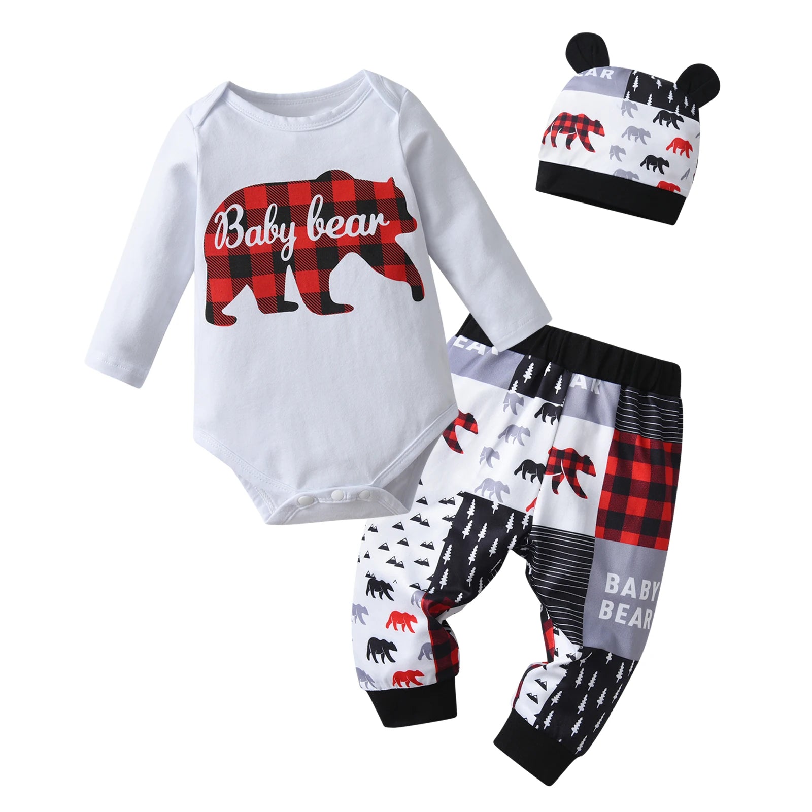 Brand New Printed Infant Baby Boy Fashion Clothes Set Cotton Long Sleeve Romper Bodysuit Top and Pants Newborn Outfit for Boys