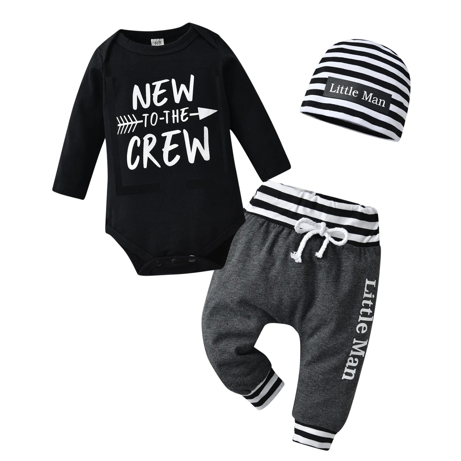 3Pcs Newborn infant Baby Boys Summer Clothes Set New Printed Short Sleeve Romper Top + Pants + Cap Toddler Outfit for Boys