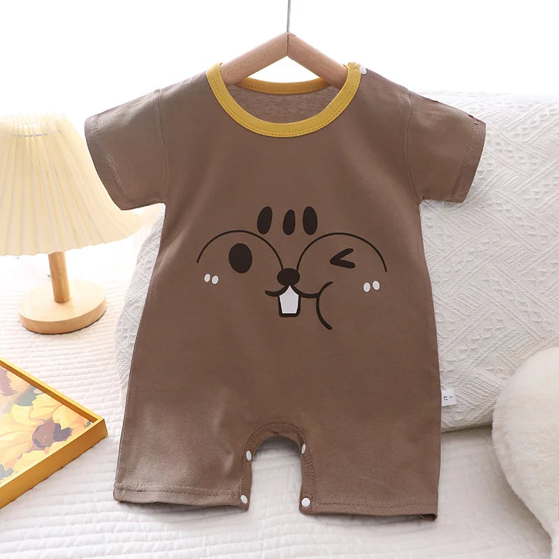 2024 Infant Toddler Crawling Clothes Cotton Summer Boys Girls Thin Male Baby Female Short-sleeved Romper suit Children's Onesie