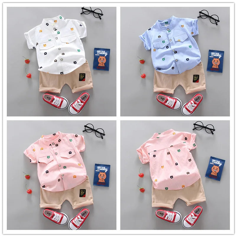 2024 Summer Casual Clothes Fashion Baby Boy's Suit Set Top Shorts 2PCS Baby Clothing Set For Boys Infant Suits Kids Clothes