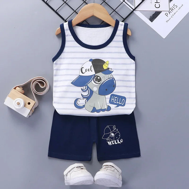 Summer Baby Clothes Set Casual Baby Boy Clothing Set Kids Short Sleeve Sports Set Tshirt Shorts Infant Baby Girl Clothes suits