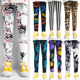 Cute Girls Leggings Spring Autumn Printing Flower Pants Sweet Girl Pencil Pants Kids Trousers Children Clothing