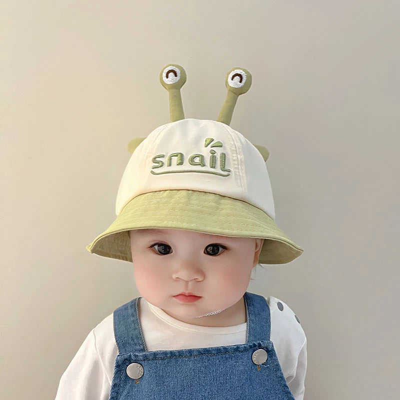 Cartoon Snail Baby Bucket Hat Cute Solid Color Ear Kids Fisherman Cap Spring Summer Wide-brim Toddler Panama Sun Hats