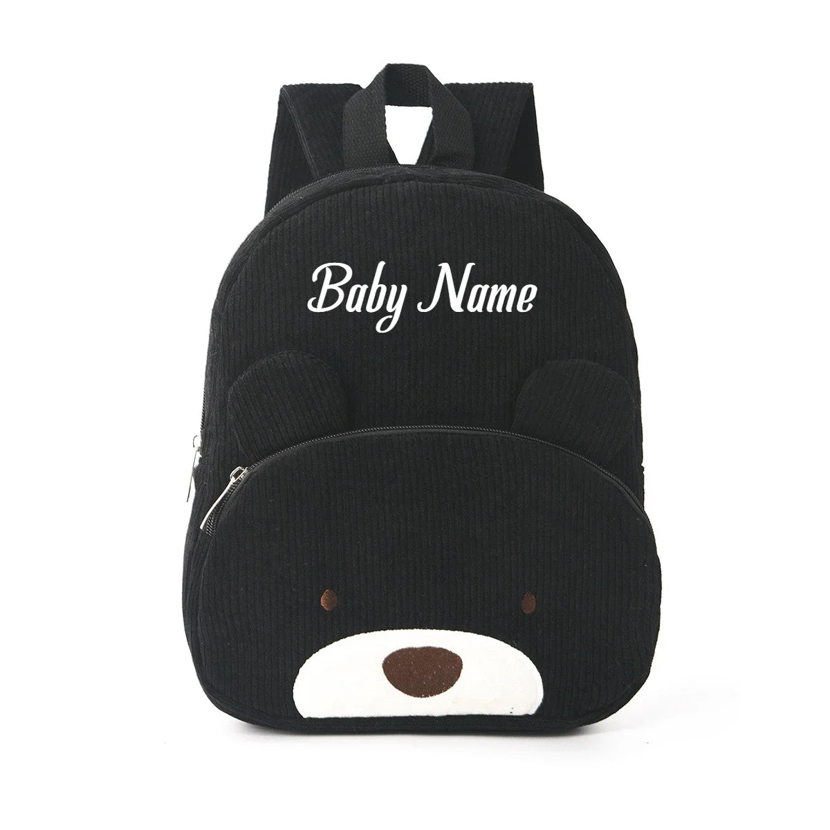 Customized Name Toddler Backpack Cartoon Bear Corduroy Large Capacity Backpack Embroidered Name Backpack Plush Bag