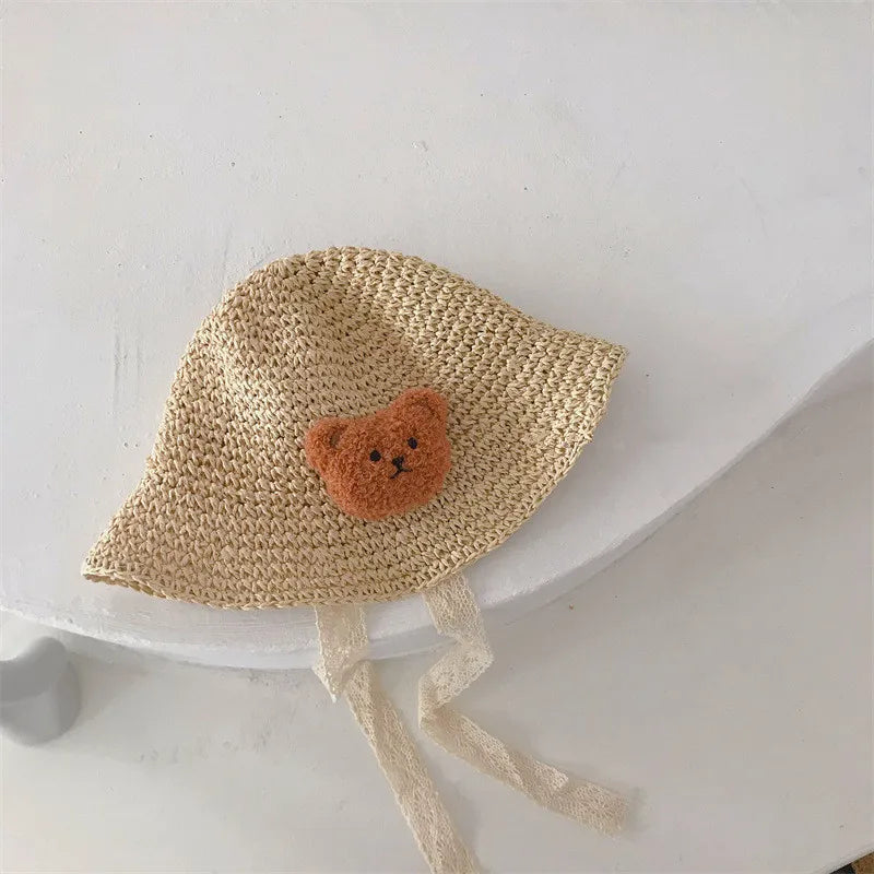 Children's Summer Hat Sunshade Lace Straw Baby Girl Cap Girls Baby Sunscreen Beach Hat Beach Children Panama Hat Princess