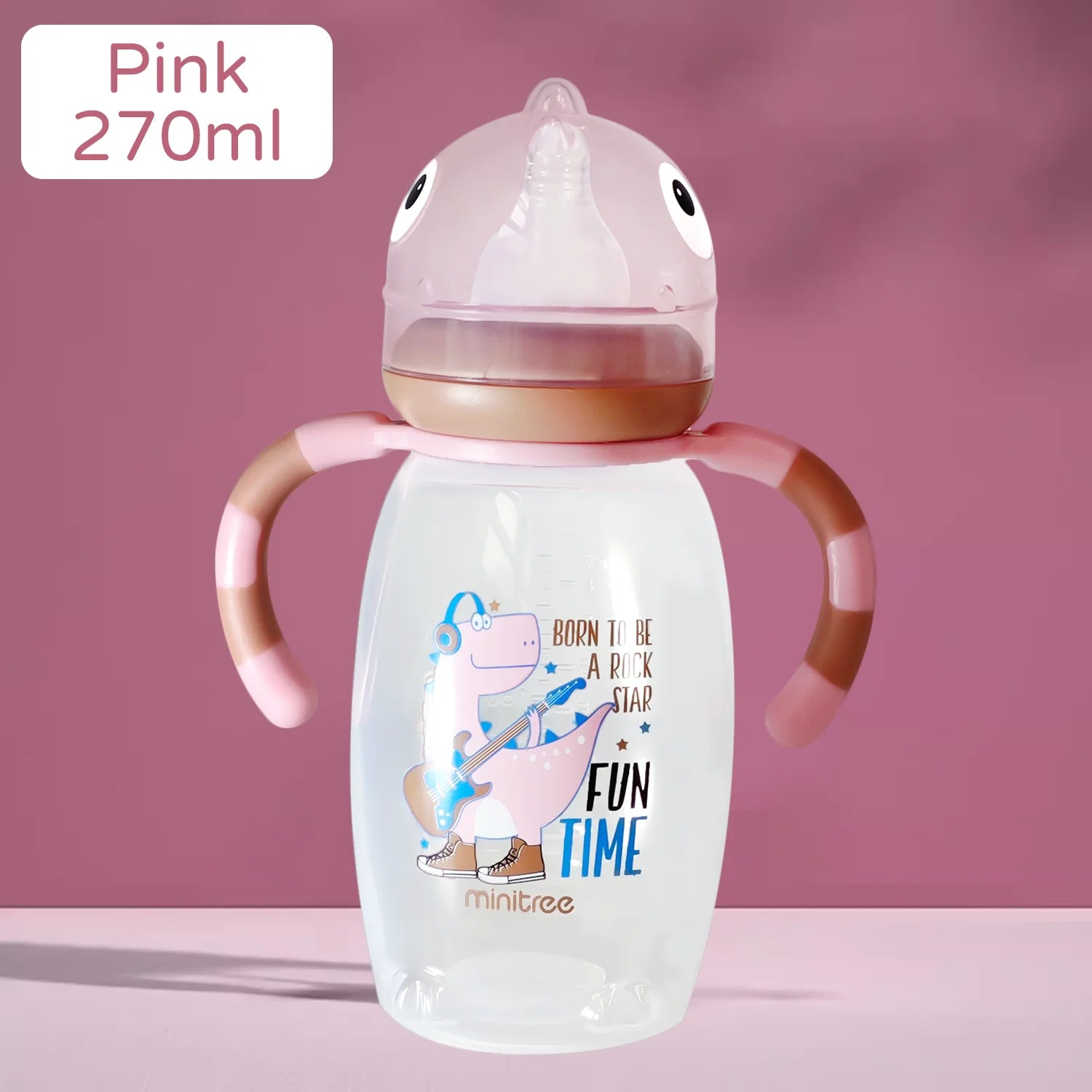 150ml/270ml baby cartoon bottle, 0-3 years old newborn feeding bottle, drop-proof and leak-proof, food grade safe PP material