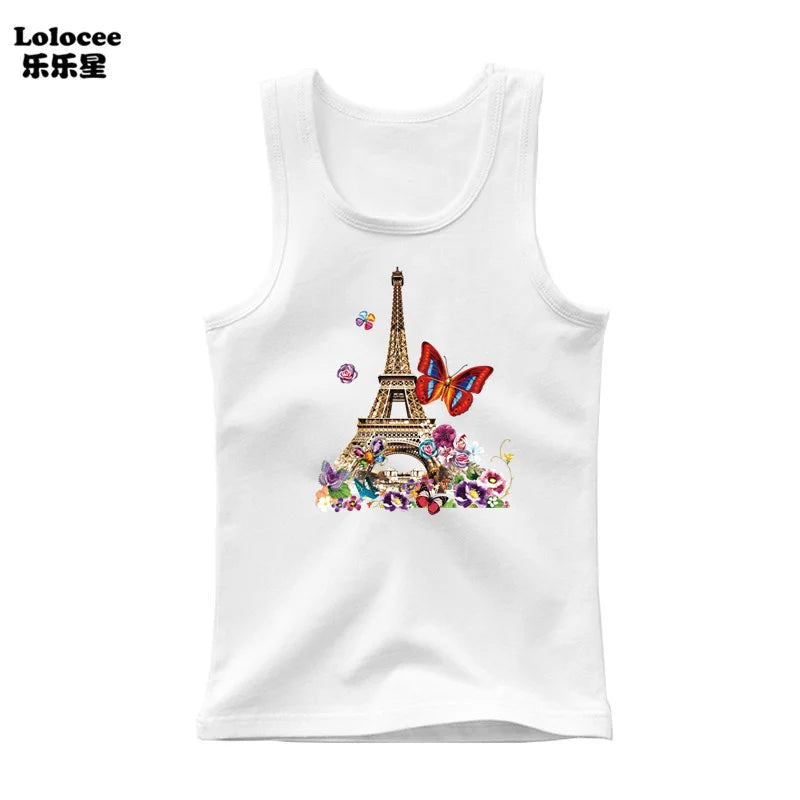 2023 New Girls Cute Singlet Underwear Princess Cotton Tank Tops Cartoon Kawaii Girl Print Sleeveless Shirt