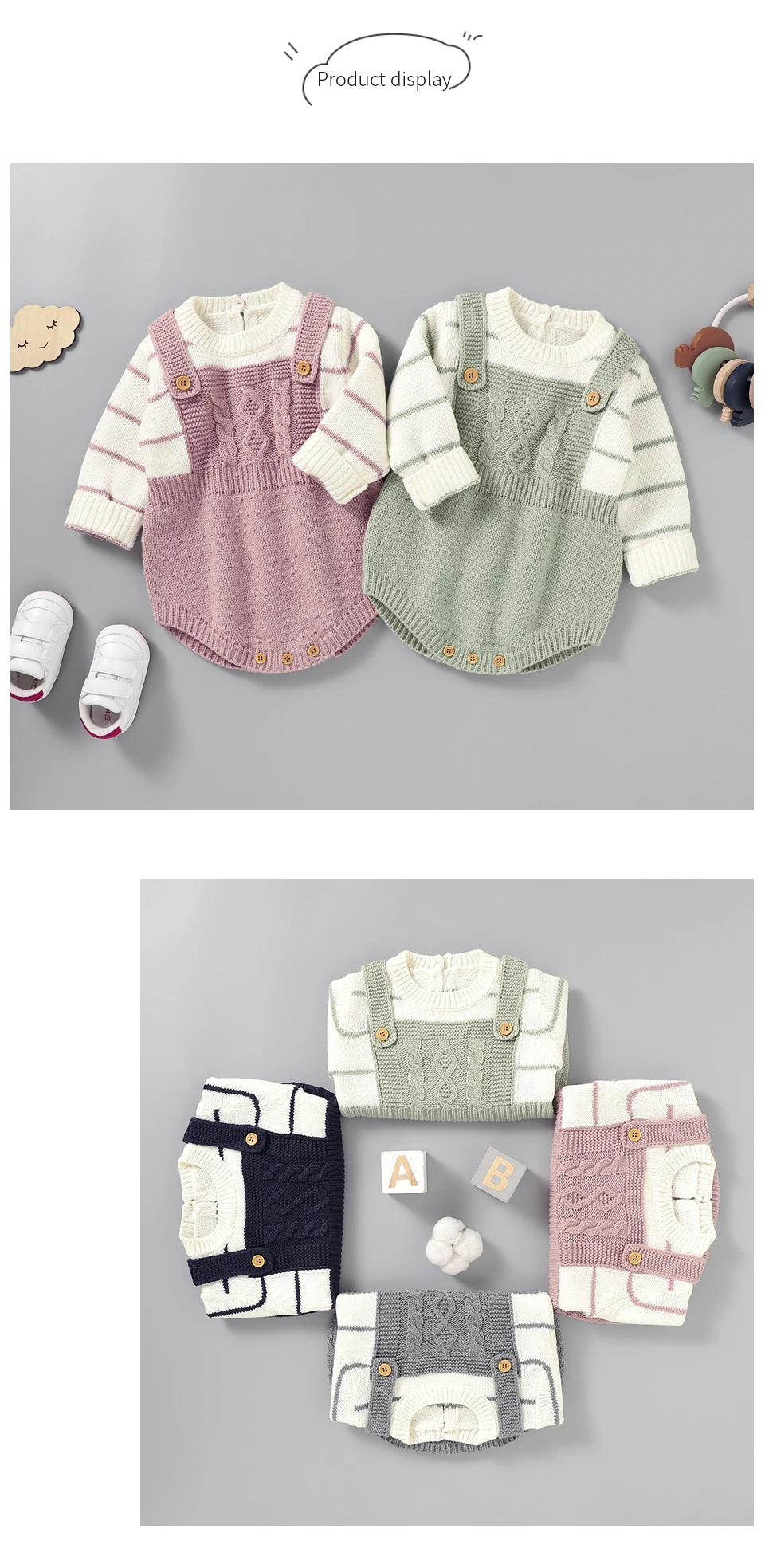 Baby Bodysuits Long Sleeve Spring Autumn Outwear Newborn Boy Girl Knitted Onesie Winter One Pieces Toddler Infant Unisex Clothes