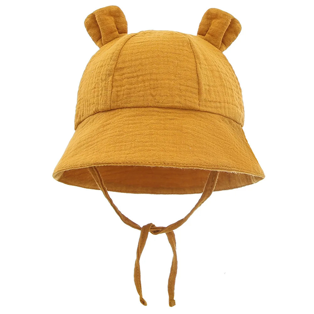 2022 New Autumn Baby Sun Hat Children Outdoor Rabbit Ear Beach Caps Boy Girl Panama Hat Unisex Beach Bucket Hats Bunny Hat