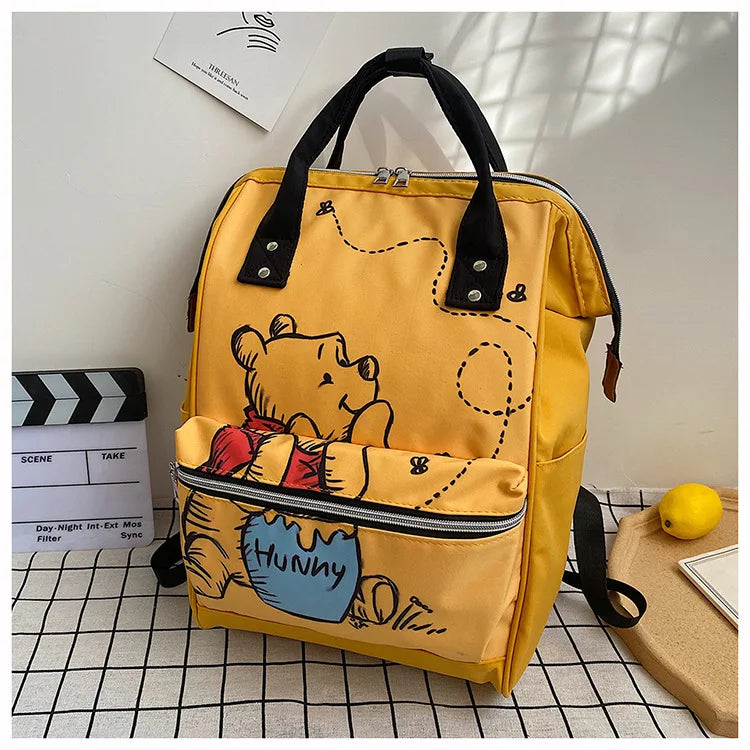 Disney New Mommy Bag Fashion Cartoon Print Large Capacity Mommy Bag Mother and Baby Bag Waterproof Bottle Diaper Backpack