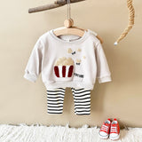 Baby Boy Clothes Cartoon Popcorn Infant Outfit Top Pants 2Pcs Autumn Long Sleeve Sweatshirt Newborn Girl Kids Children Clothing